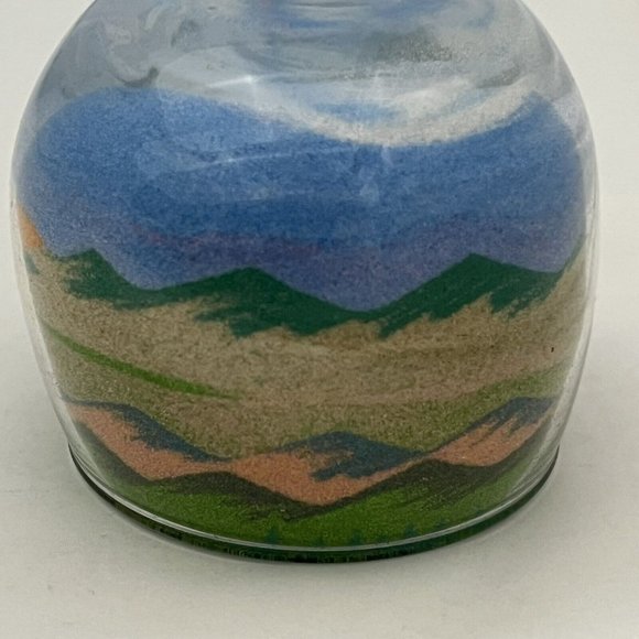 Vintage Sand Art Glass Mountain Sunset Scene Paperweight Rainbow Way Ltd USA - Picture 5 of 11